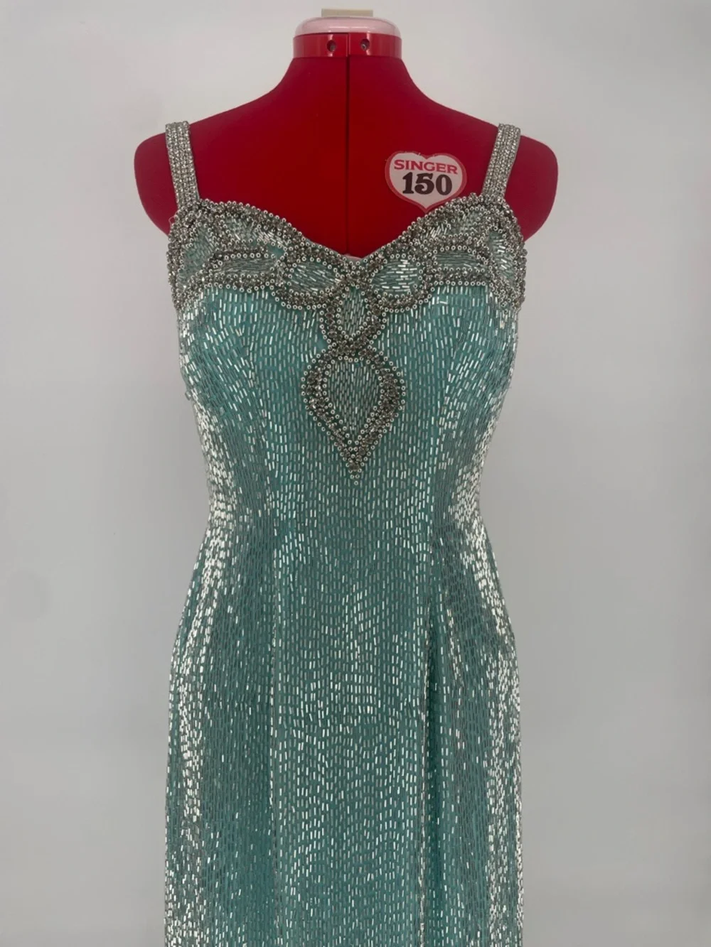 Temptations Sherri Hill Aqua Blue Heavily Beaded Mini Cocktail / Pageant Dress - Picture 4 of 17